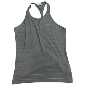 Athleta Stripe Mesh High Neck Chi‎ Tank Top Racerback Athletic Gray Size L
